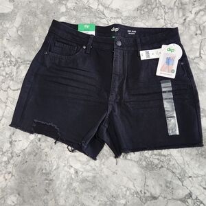 dip mid rise shorts size 12- black- distressed